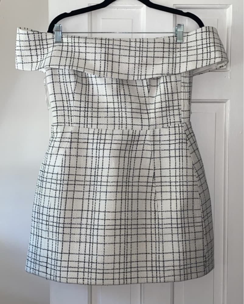 Meshki Helena Tweed White Mini Dress M - Image 3