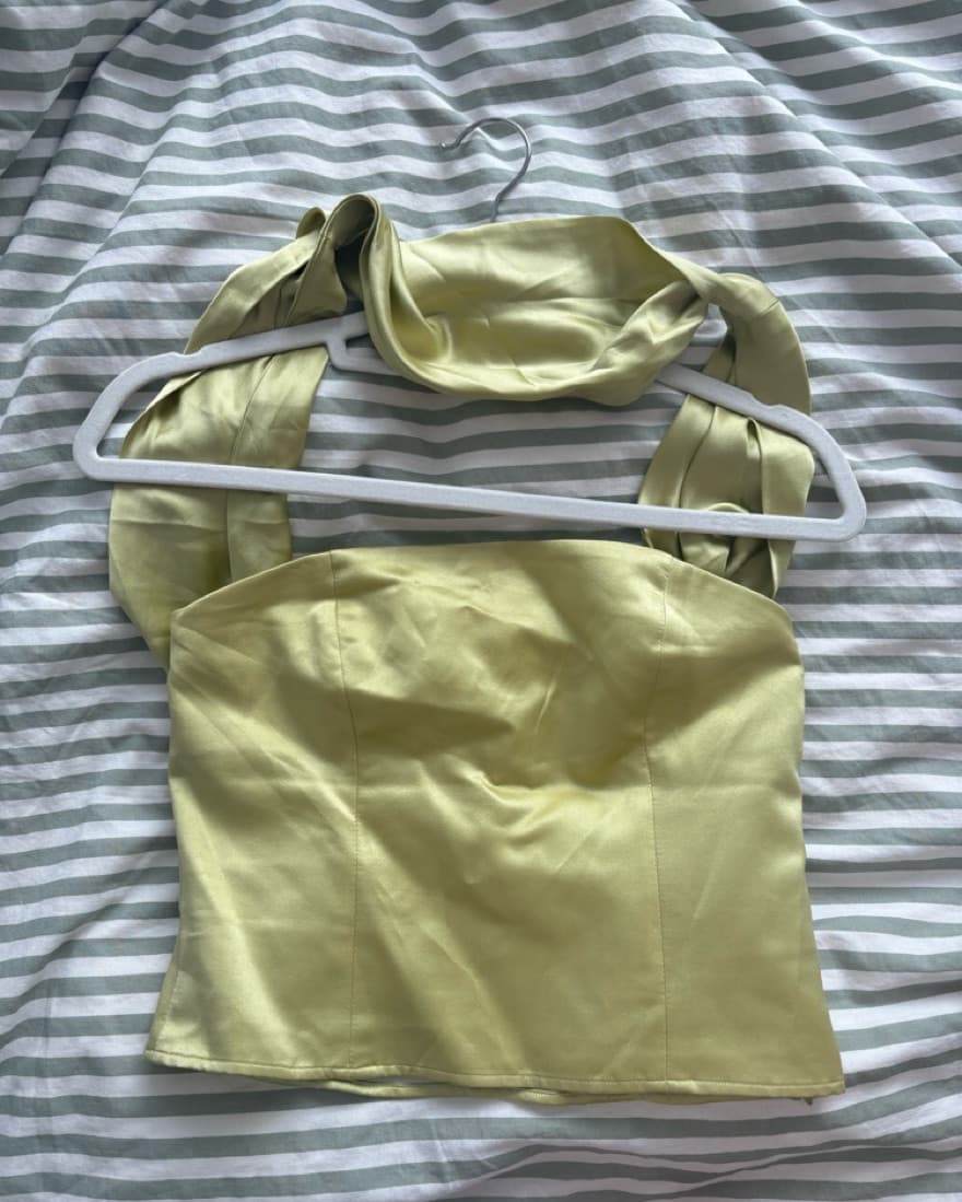 Reformation Sallie Silk Top Green Brat - Image 2