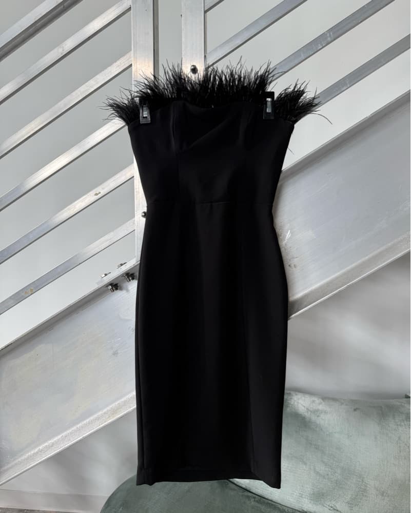 Feather House Of CB Black Dress - Image 2