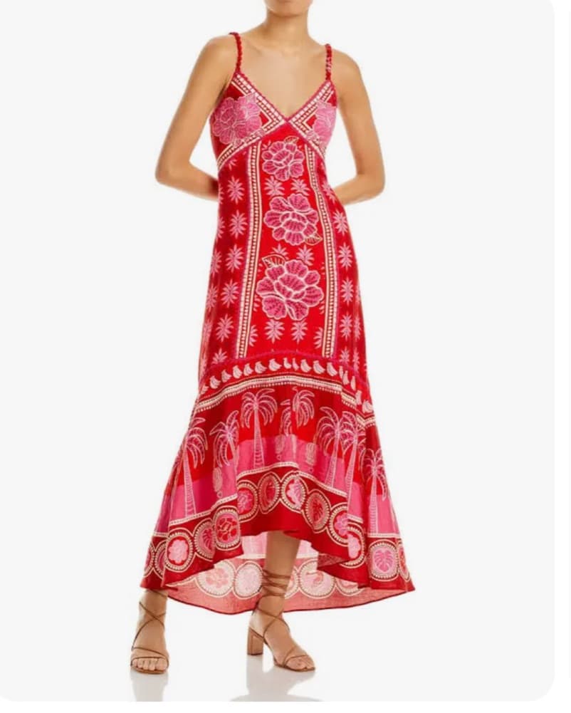 Farm Rio Linen Embroidered Maxi Dress - Image 3