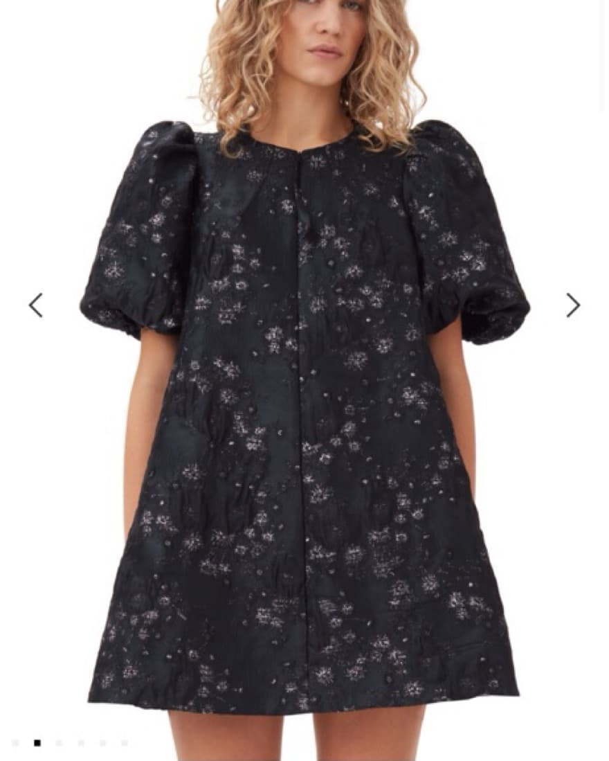 GANNI A-Line Mini Dress (black/silver) - Image 2