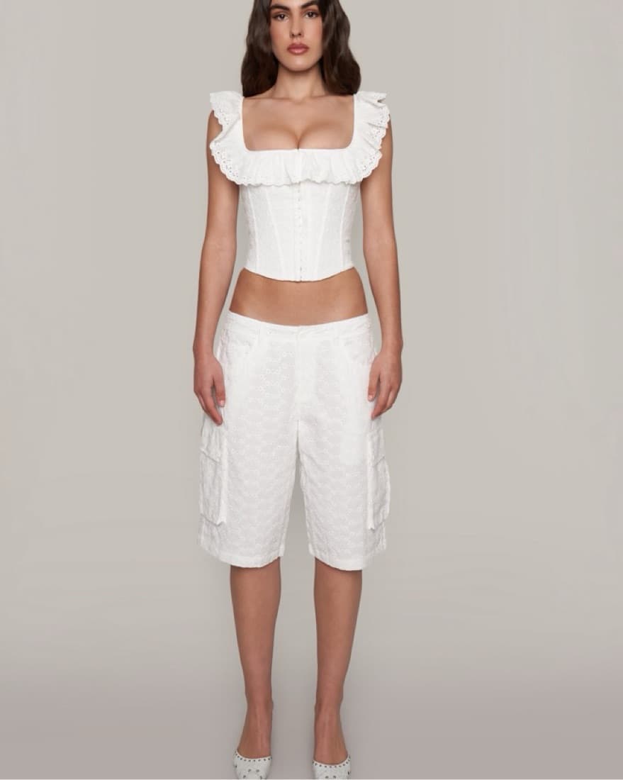 GUIZIO WHITE EYELET CORSET BUSTIER - Image 2