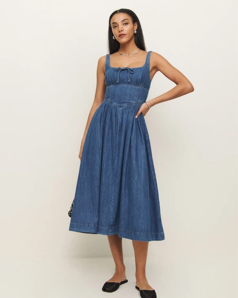 Reformation Balia Denim Midi Dress - Image 1