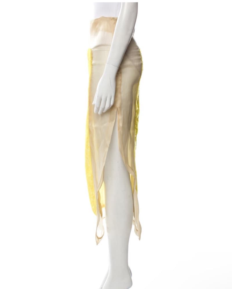 A.W.A.K.E SEQUIN YELLOW LONG SKIRT - Image 2