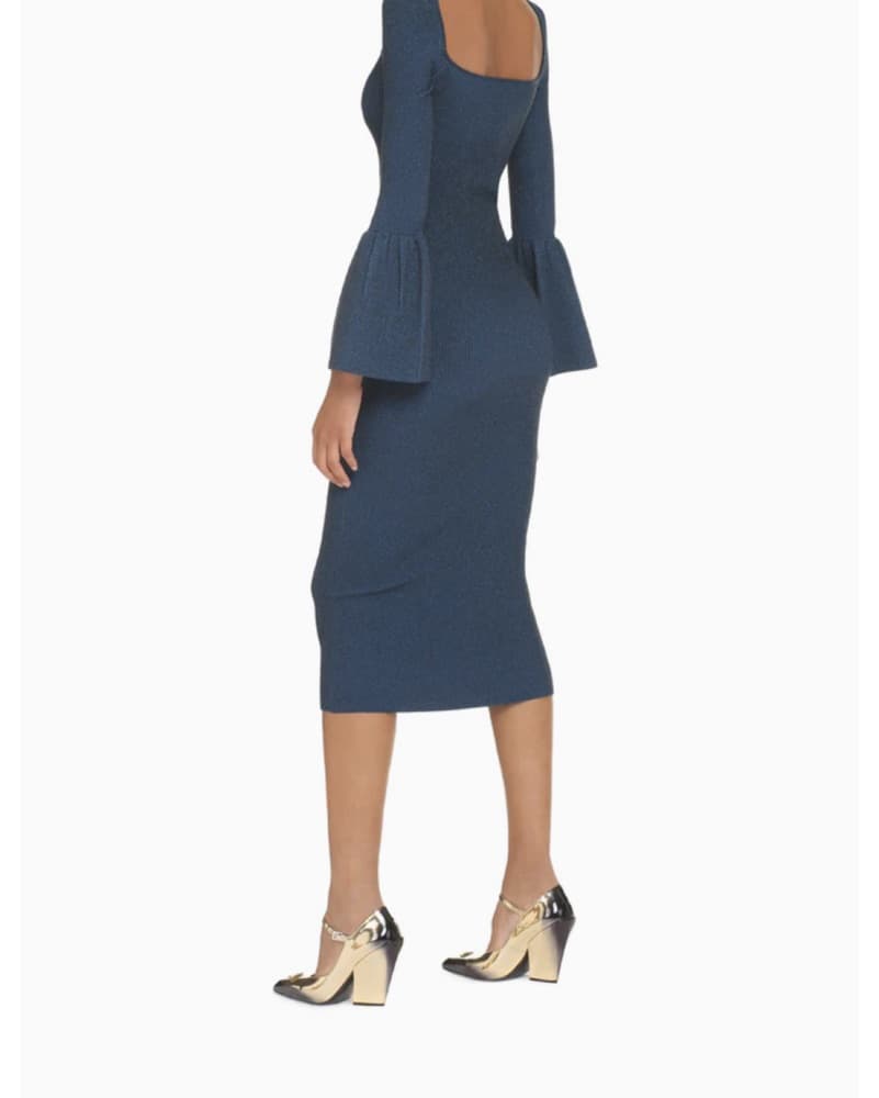 SELF-PORTRAIT Ribbed knit midi dress - Image 2