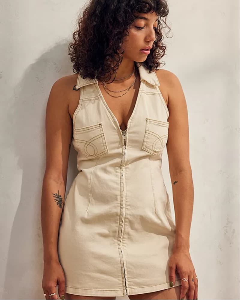 Denim Zip-Up Dress - Image 1