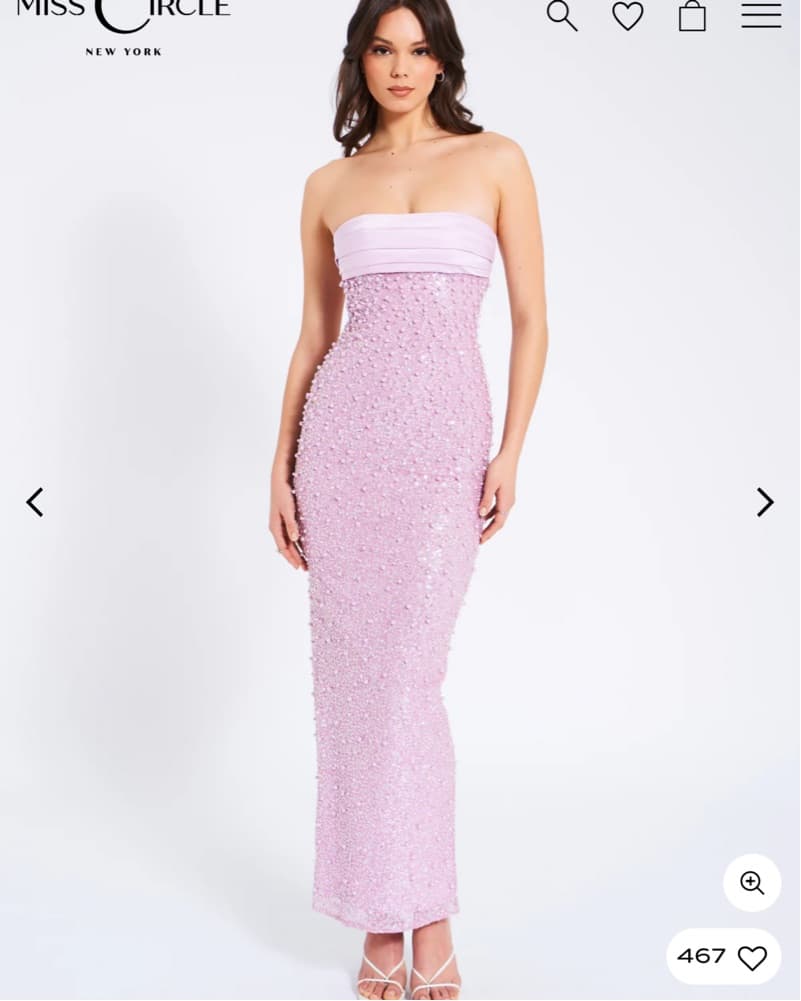 Purple Sequin Satin Pearl Dress - Image 3
