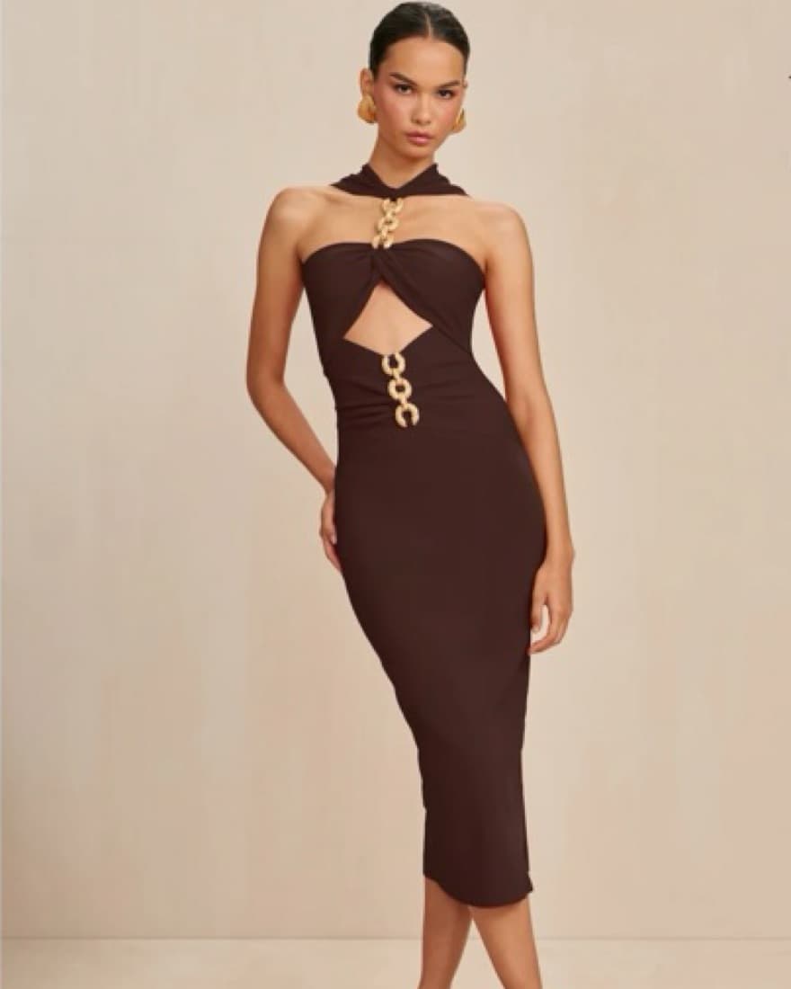 backless halter mini dress Maggie Cupro / Orange | MESHKI factory 95% Polyester Bohemian Maxi Dress – Size:8/42