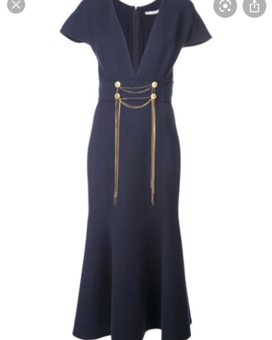Oscar De La Renta Navy Midi Dress - Image 2