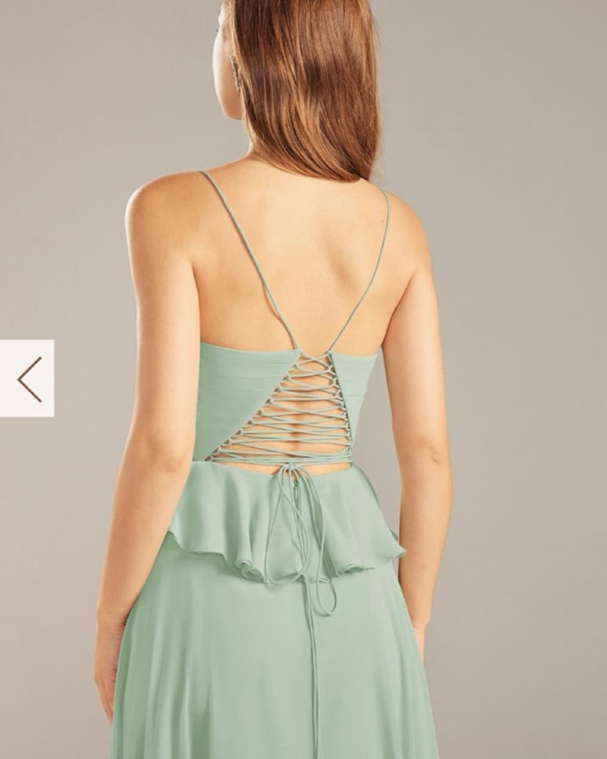 Dainty Sage Gown With Flare Folds - Image 4