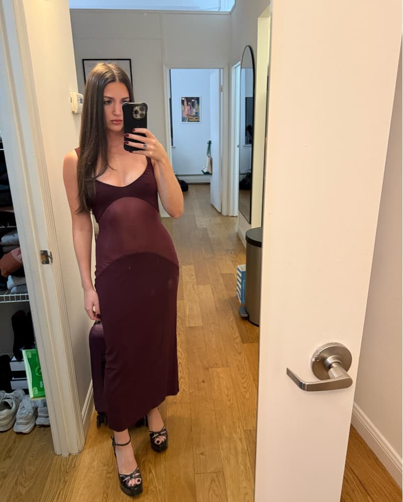 Helsa Sheer Knit Curve Maxi Dress - Image 5