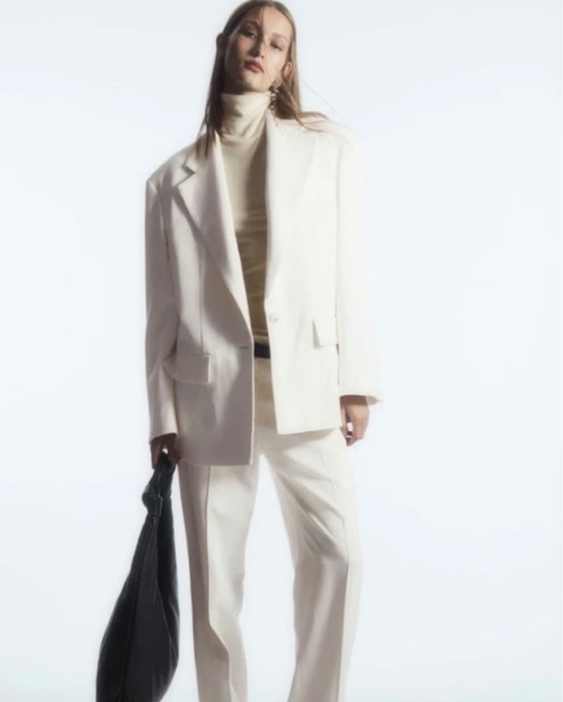 COS Minimalist Crepe Blazer - Ecru - Image 1