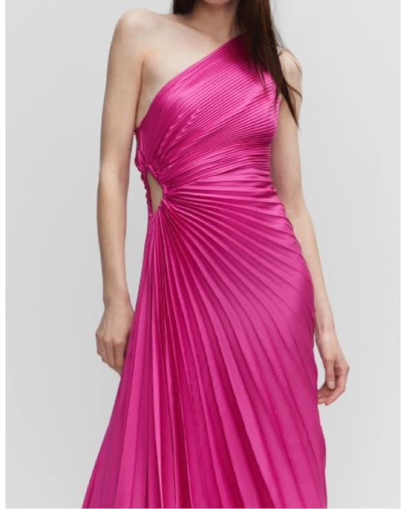 Mango Pink Pleated Asymmetric Dress  - Image 1
