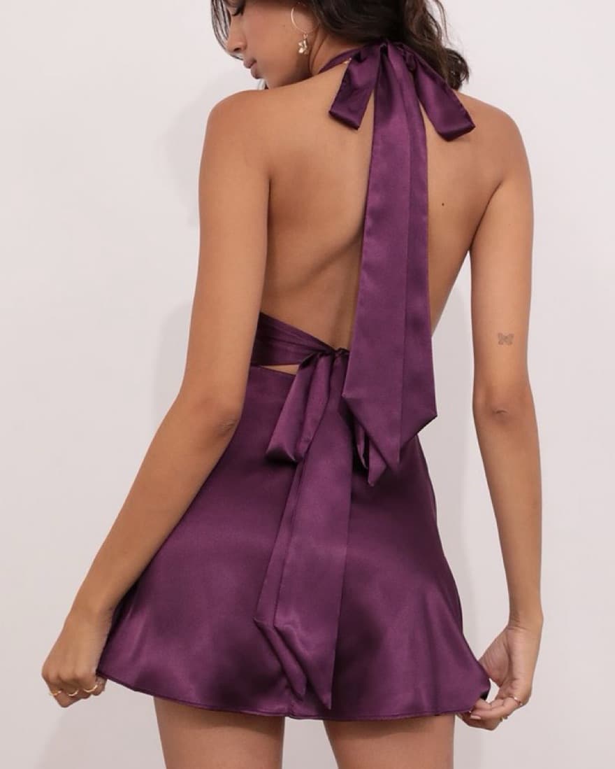 Purple Satin Dress - Image 2