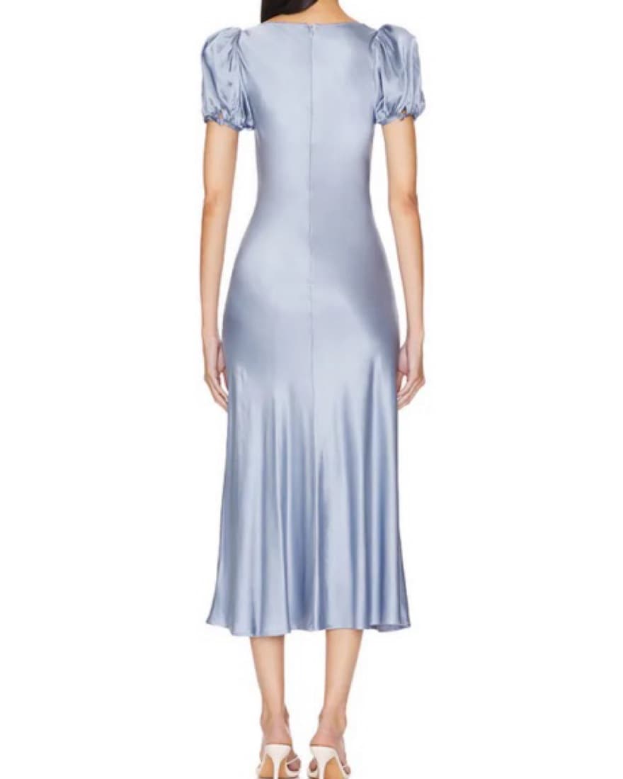 Celeste Midi Dress in Slate Blue & Ivory - Image 3