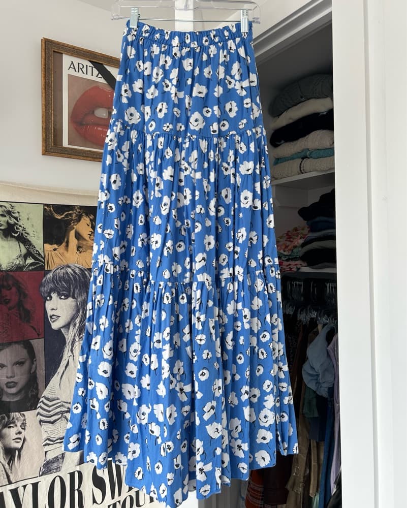 Zara UK Blue Floral Print Maxi Skirt - Image 2