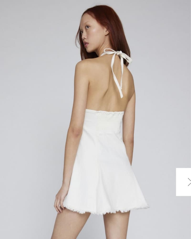 White Denim Halter Dress - Image 2