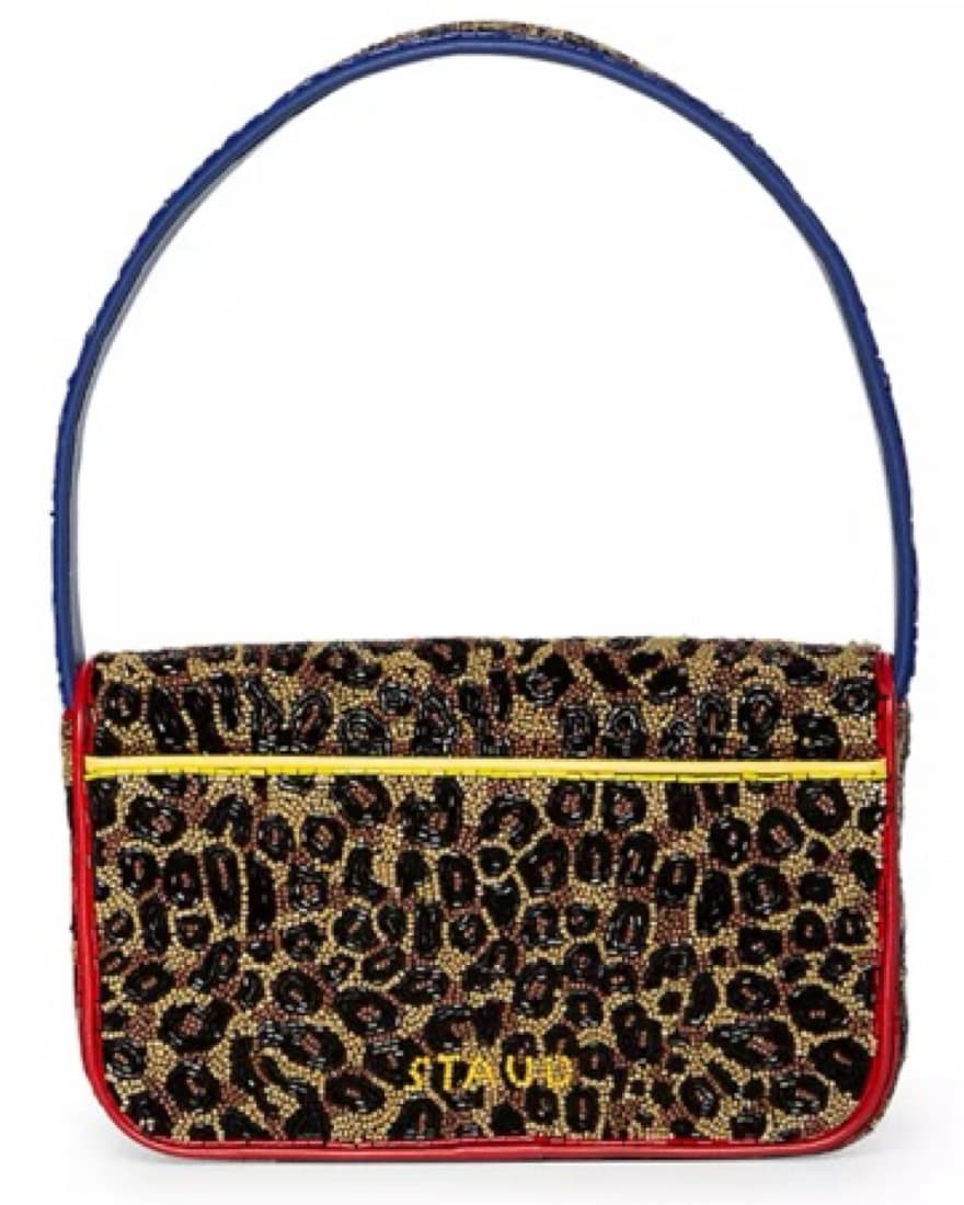 STAUD Tommy bag In Leopard Beading - Image 2