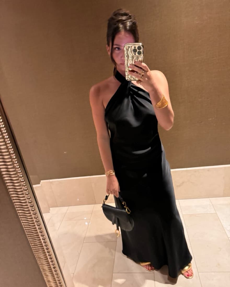 Satin Halter Maxi Dress - Image 3