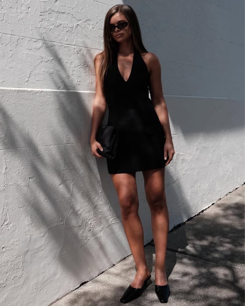 Sleek and Sophisticated Black Halter Dress - Image 5