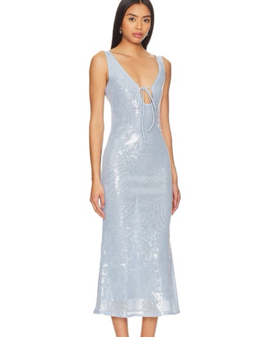 Sequin Midi Dress Light Blue - Image 2