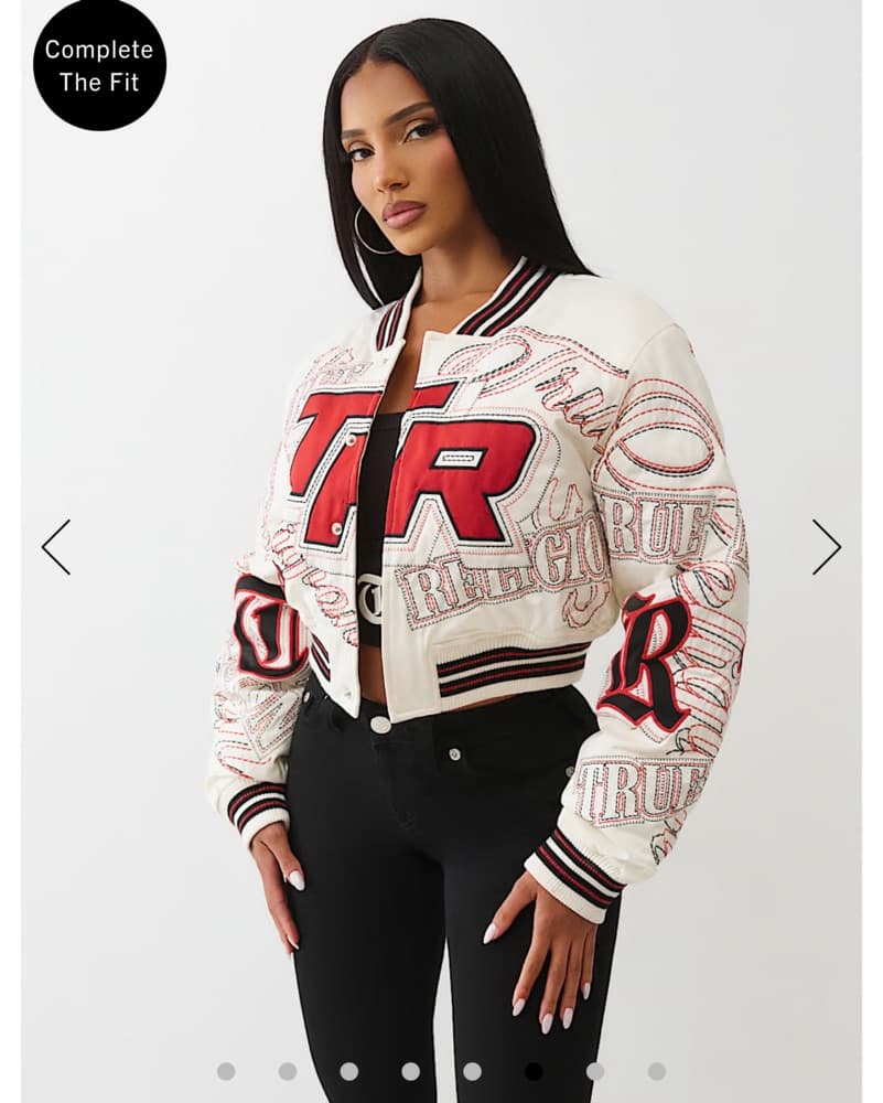 Cropped Varsity Bomber Jacket - Image 5
