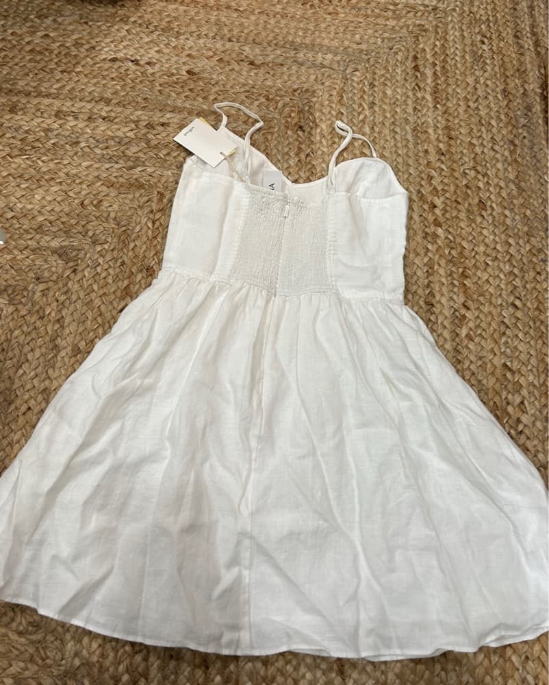 Aritzia Wilfred White Linen Mini Dress - Image 3