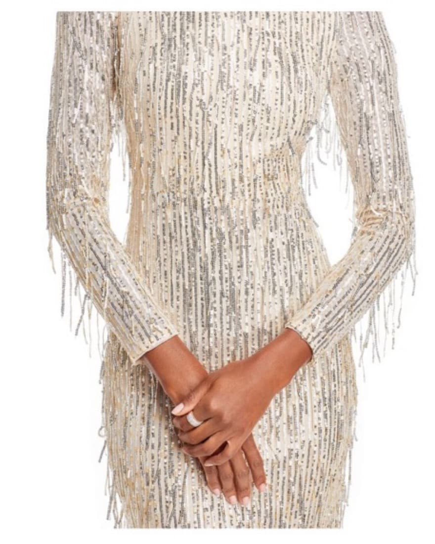 Gold Fringe Formal Evening Gown - Image 3