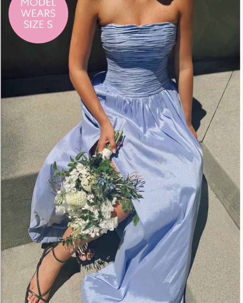 Black Tie Blue Satin Gown - Image 3