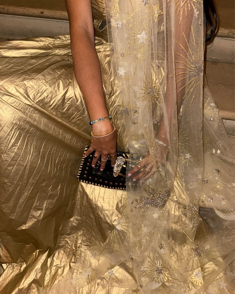 Foil Gold Gown with Cut Outs - Image 3