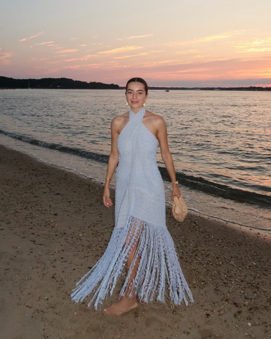 $1,185 Jacquemus Blue Fringe Dress - Image 4