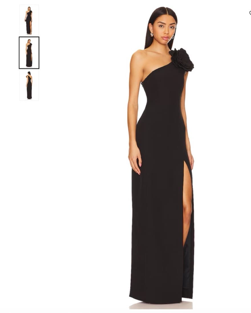 One-Shoulder Black Gown - Image 3
