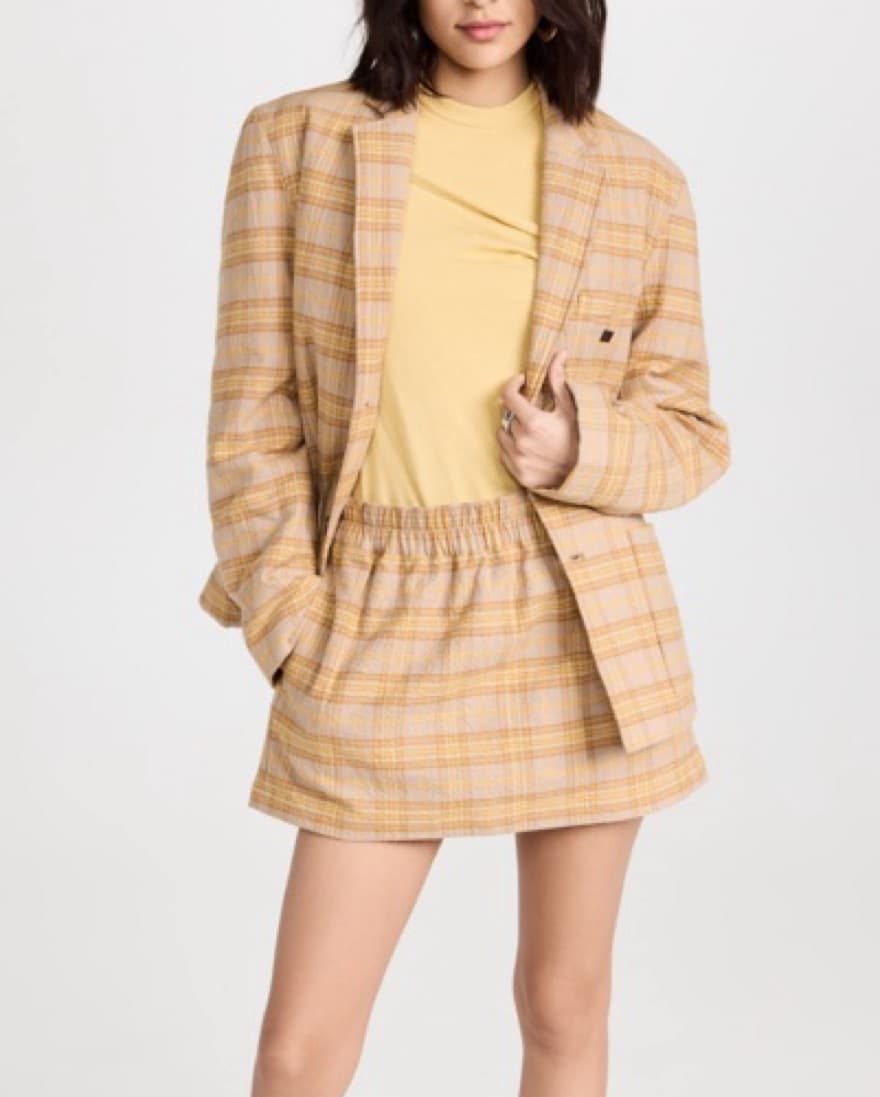 Acne Yellow Plaid Skirt - Image 3