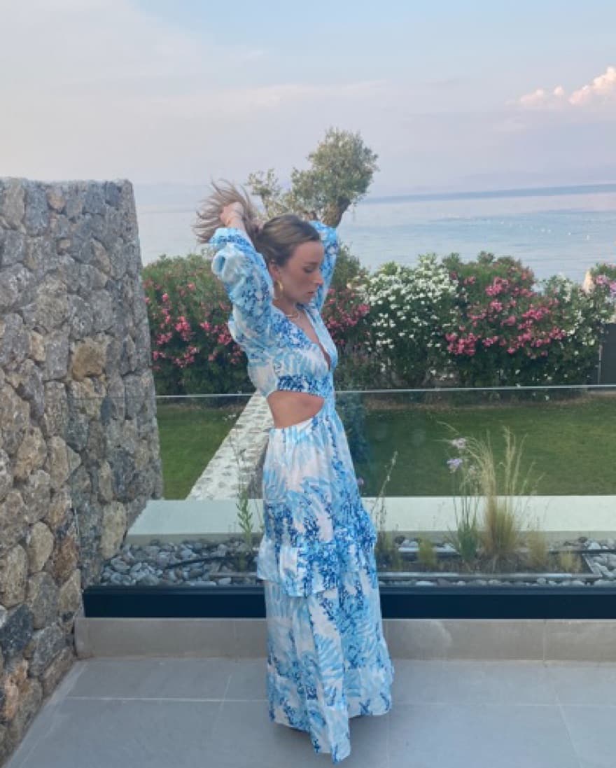 Blue Long Sleeve Maxi Dress - Image 1