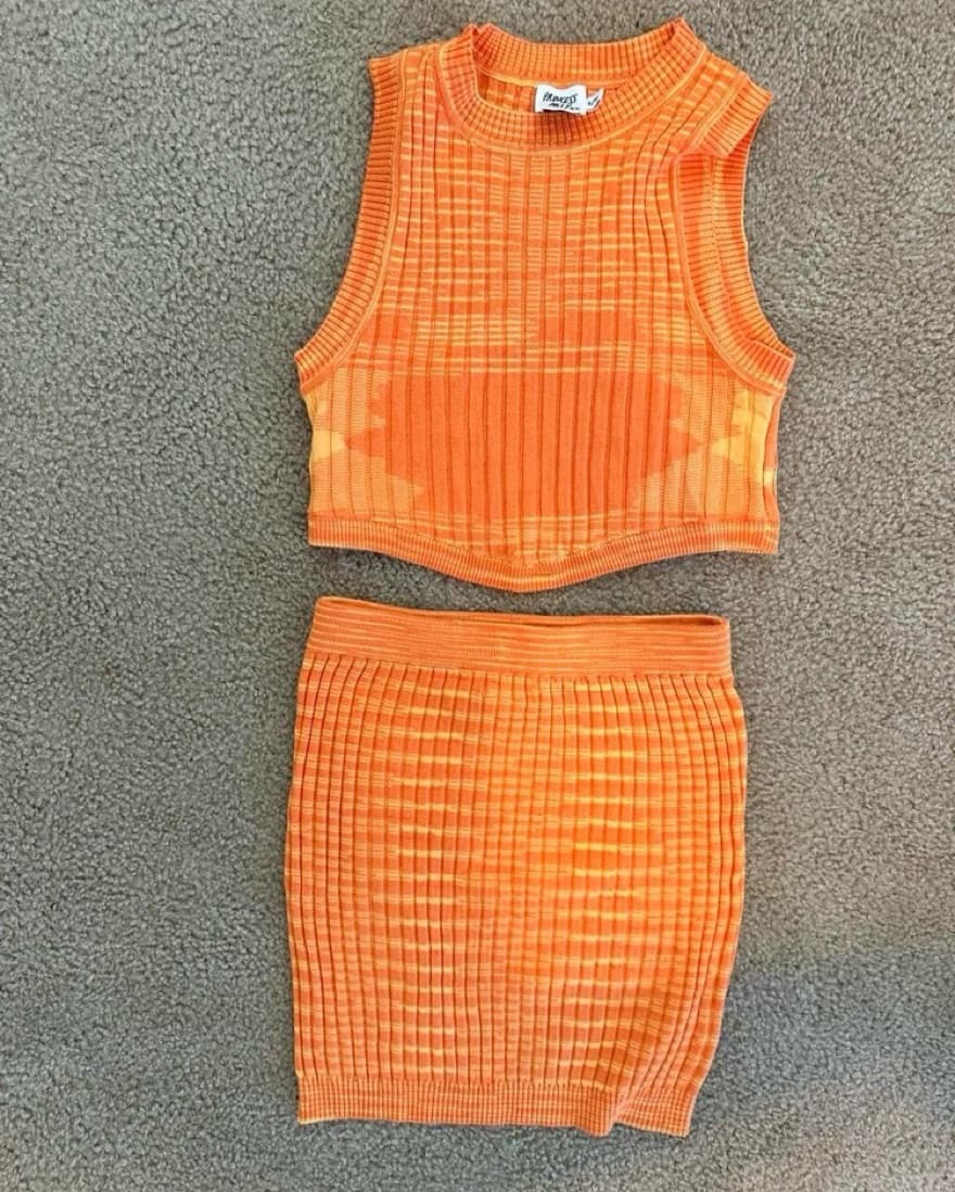 Princess Polly S/M Orange Knit Skirt Set - Image 2