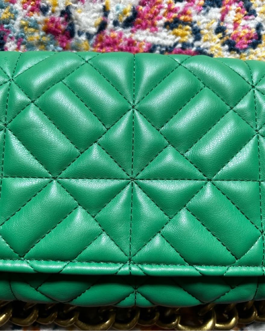 Quilted Green Purse with Chain  - Image 3