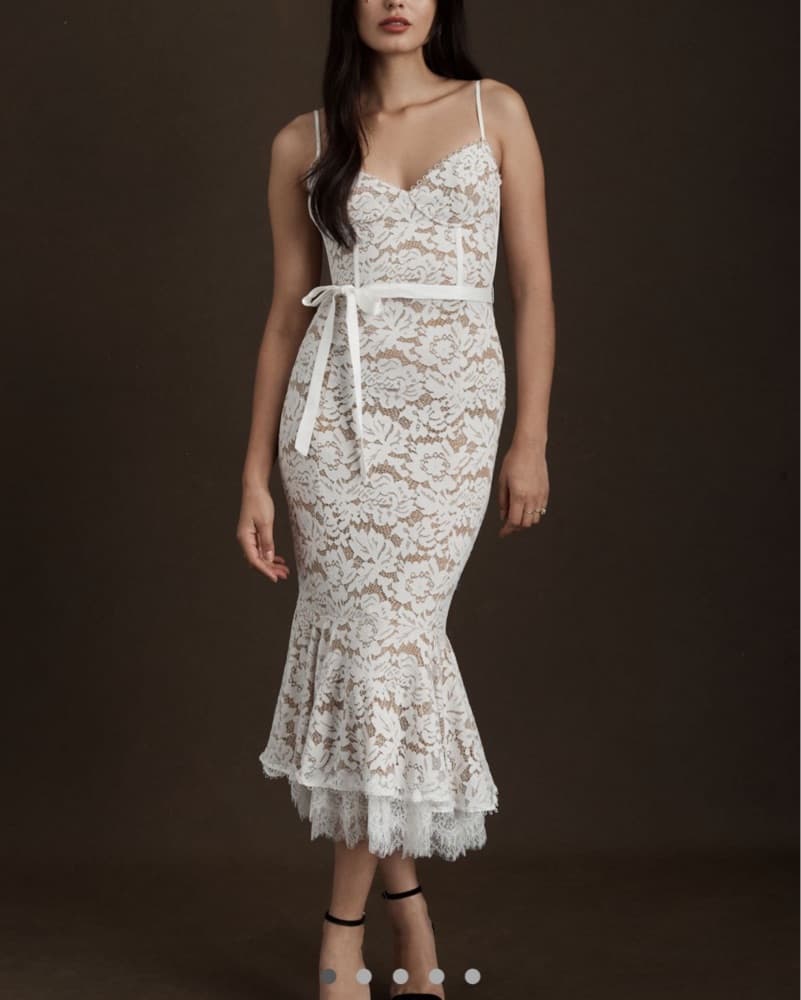 Naomi Stretch Lace Corset Flounce Midi - Image 1