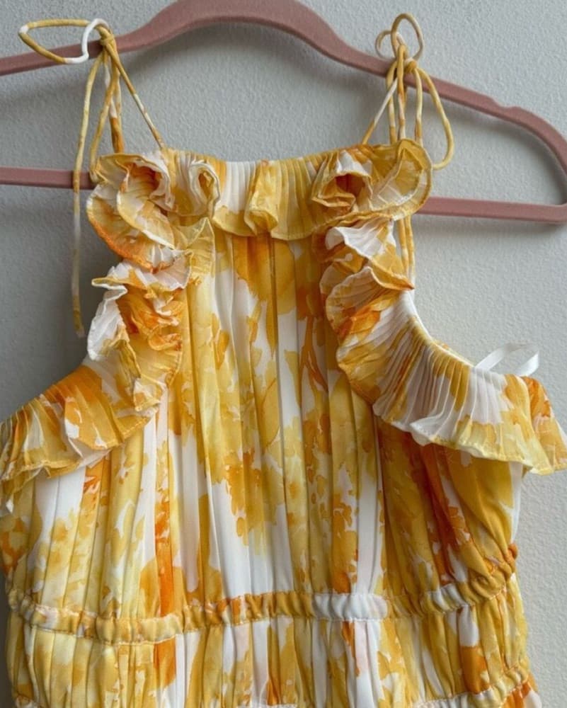 BHLDN Ava Floral Yellow Organza Dress - Image 2