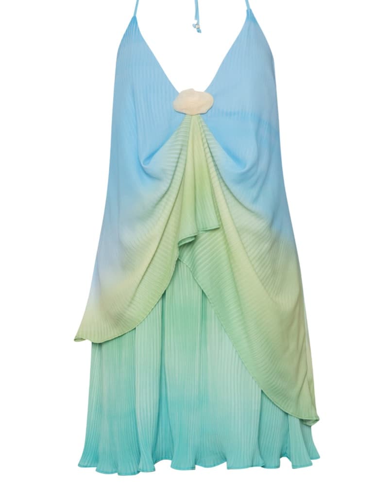 Ombre Pleated Halter Dress - Image 3
