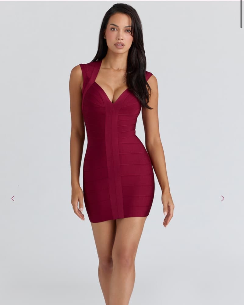 House Of CB- Wine Bandage Mini Dress - S - Image 1
