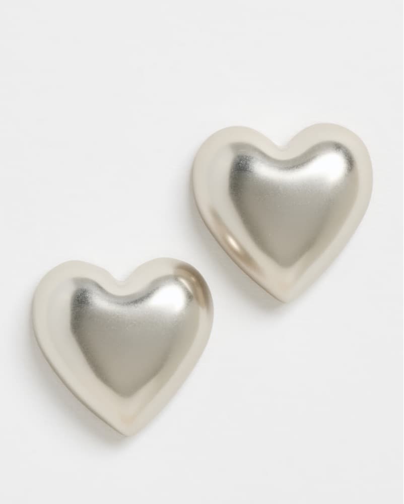 Roxanne Assoulin Silver Heart Earrings - Image 1