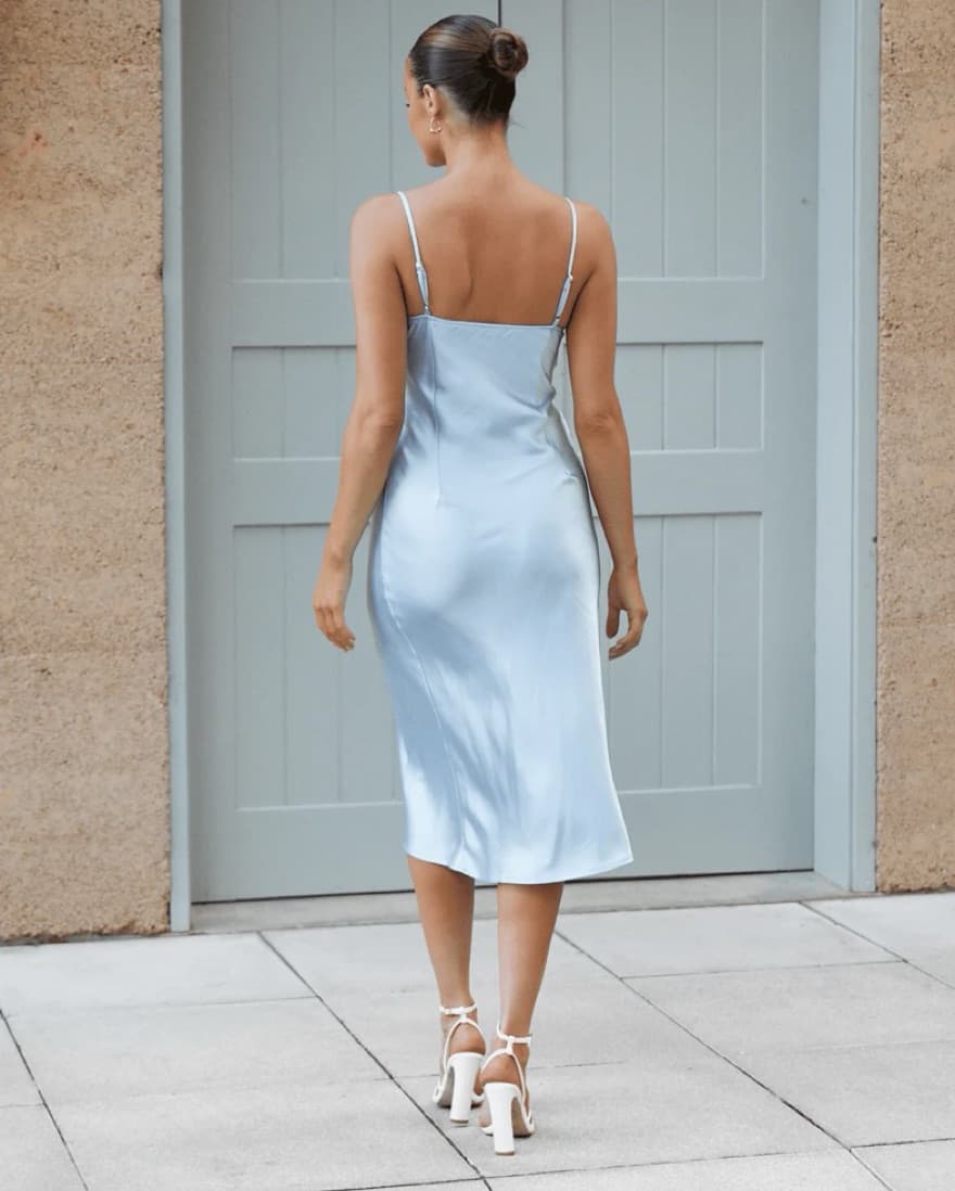 Charcoal Light Blue Midi Dress - Image 2