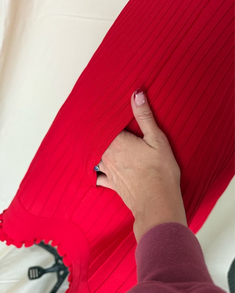 Maje Vibrant Red Ribbed Dress - Image 4