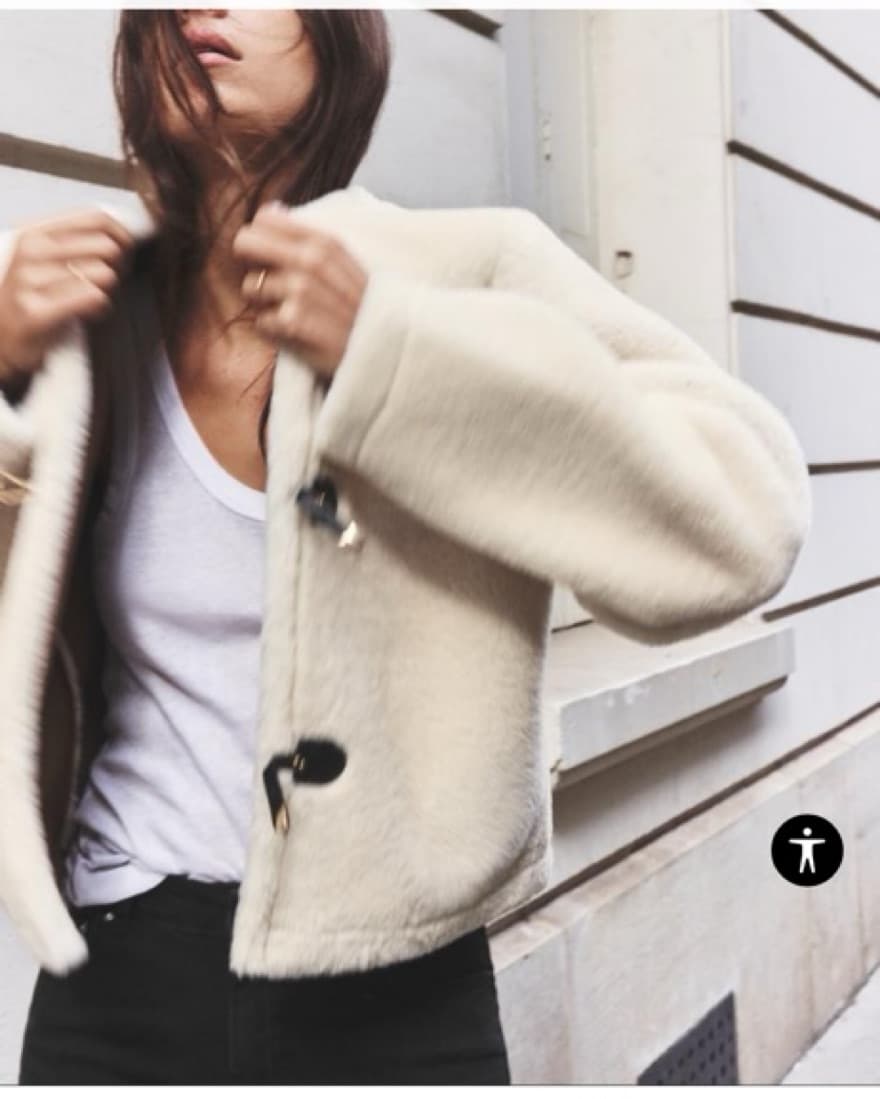 Zara Shearling Look Toggle Cream Jacket - Image 4