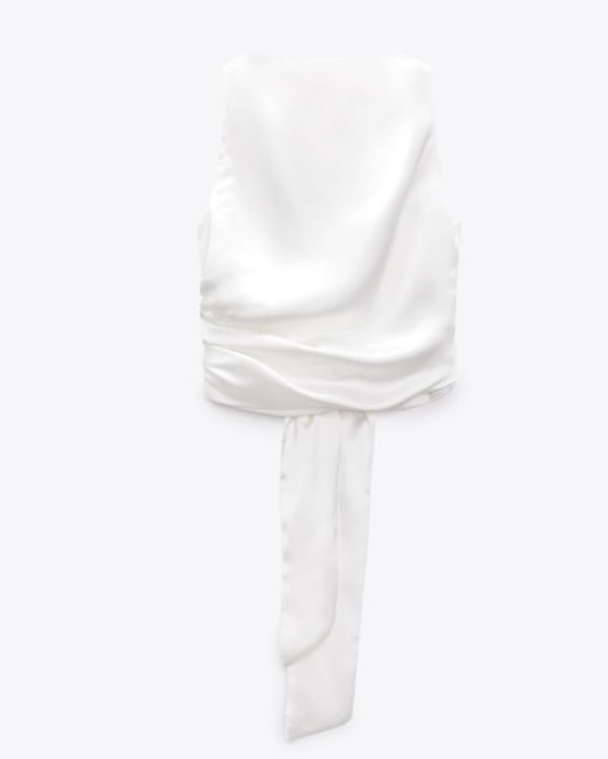 Zara Backless White Satin Top - Image 1