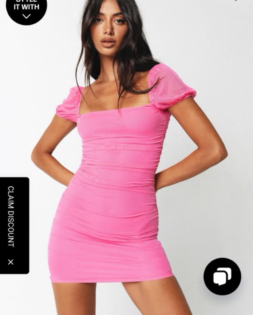 Hot Pink Short Sleeve Mini Dress - Image 2