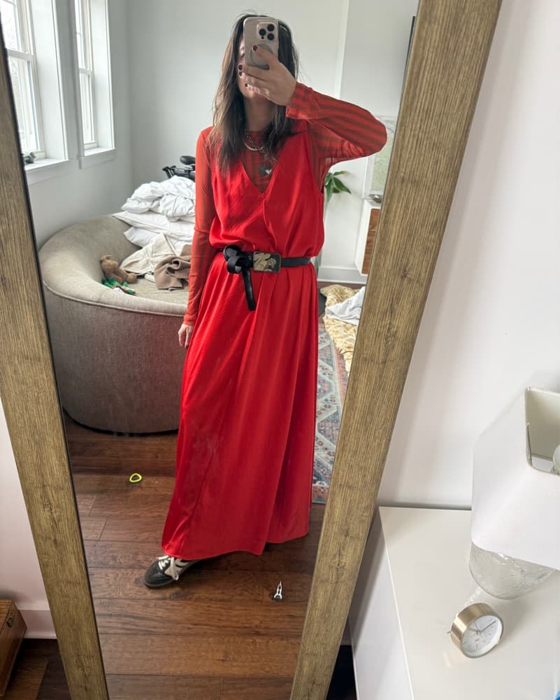 Essentials Antwerp Orange Vneck Dress  - Image 1