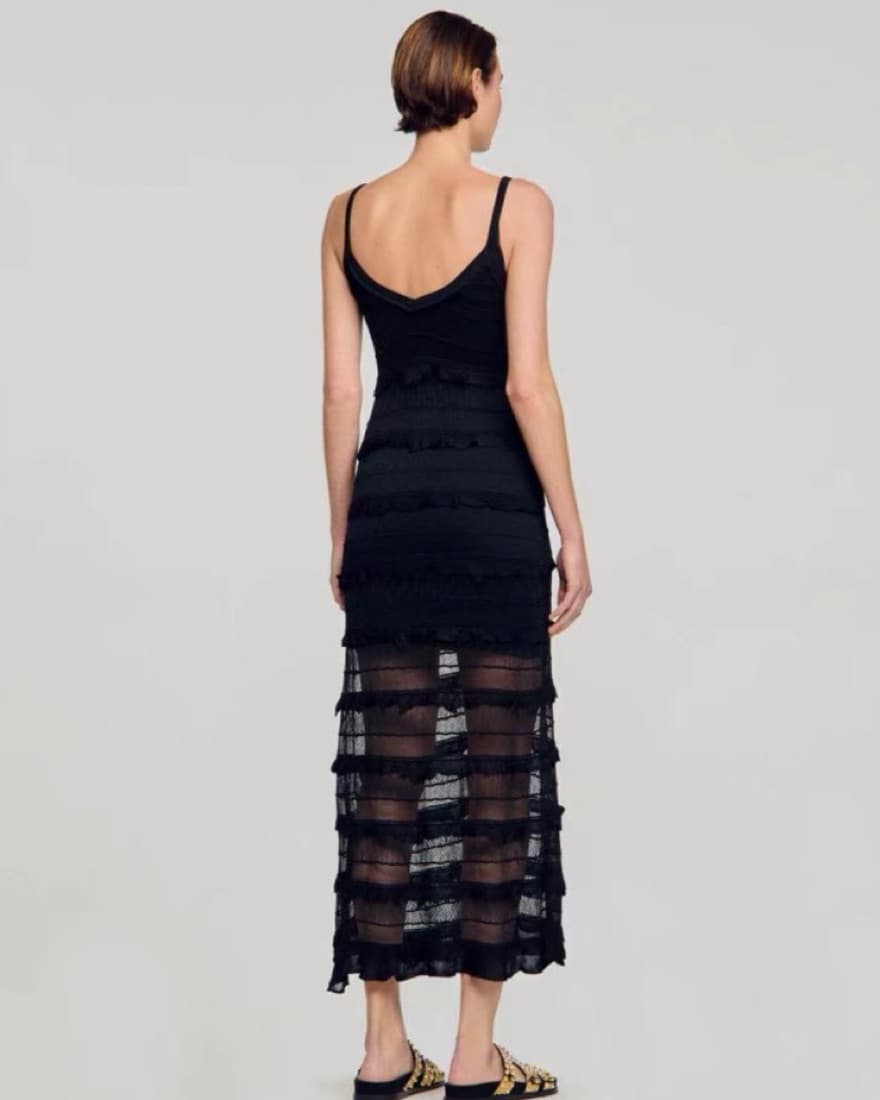 Sandro Black Knit Dress - Image 3