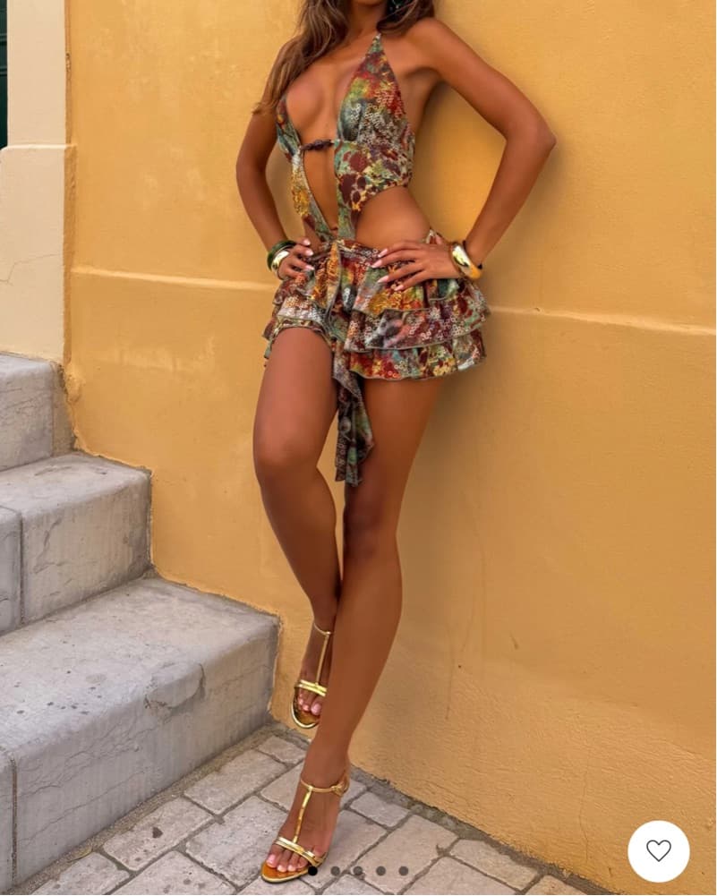 Vibrant Floral Ruffle Dress - Image 1