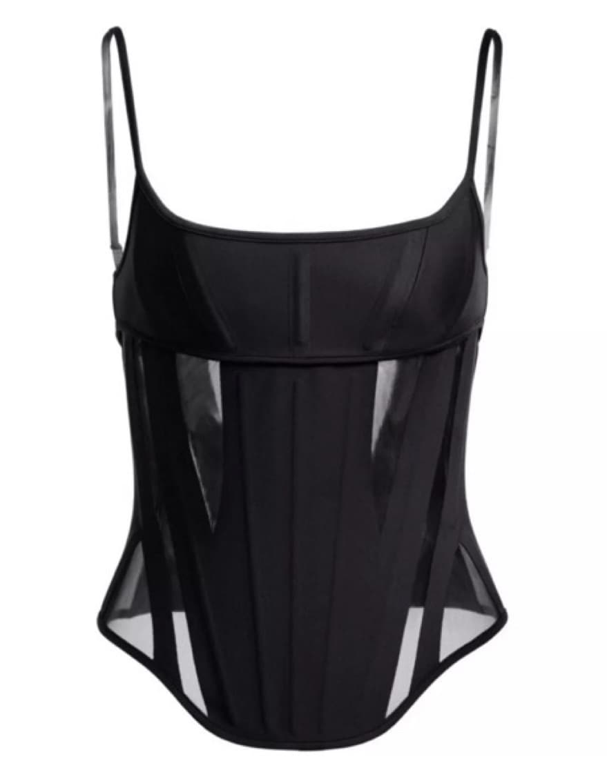 Mugler x H&M Black Mesh Panel Corset - Image 1